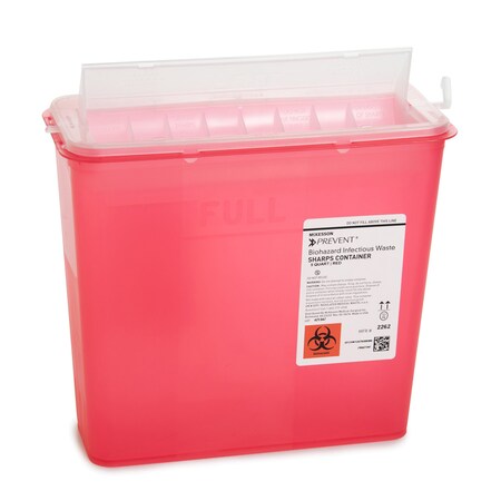 Mckesson Red Sharps Container, 1-1/4 Gallon, 10-3/4 x 10-1/2 x 4-3/4 Inch, 10PK 2262
